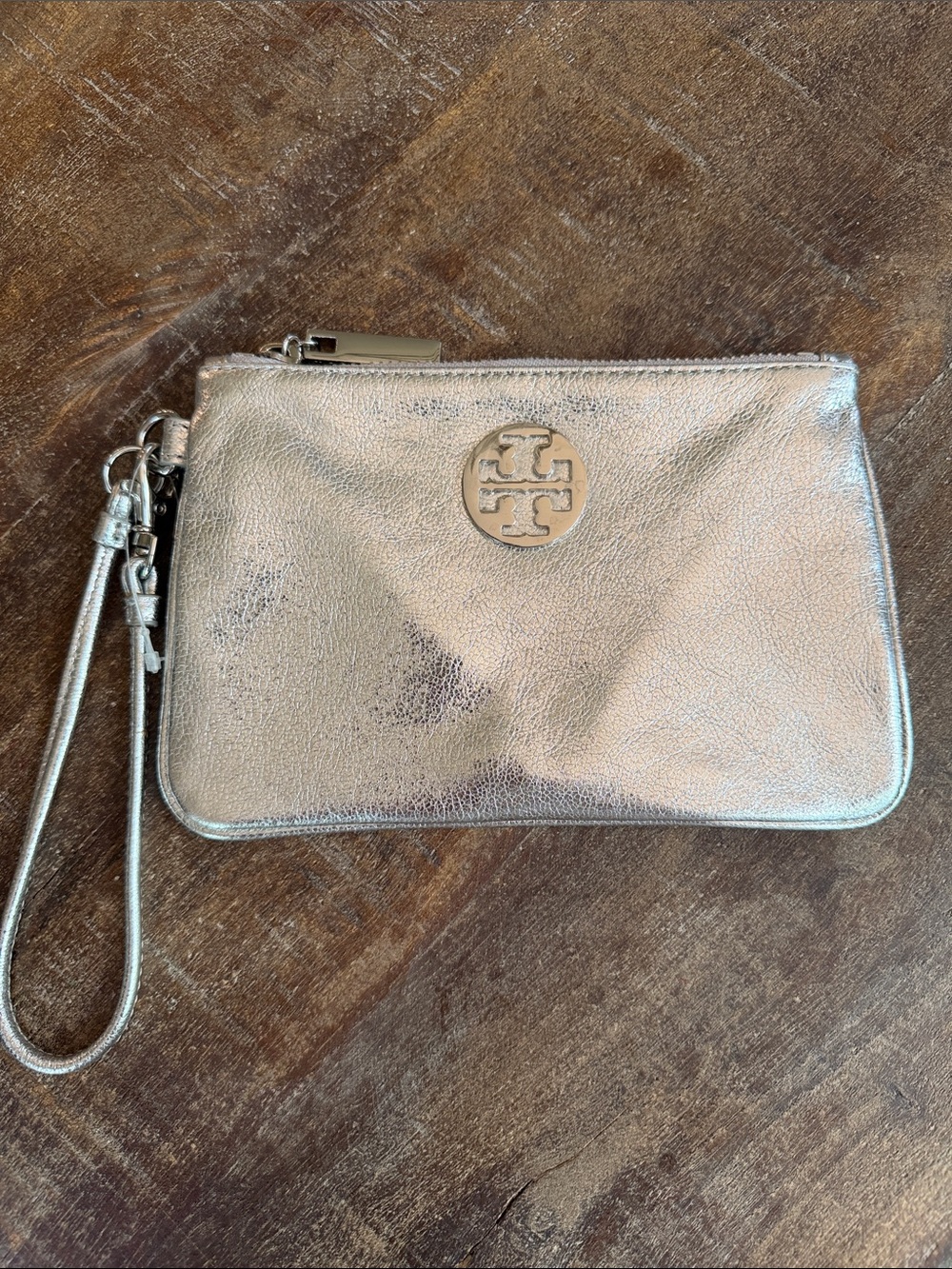 Tory Burch Silver Wristlet Purse
